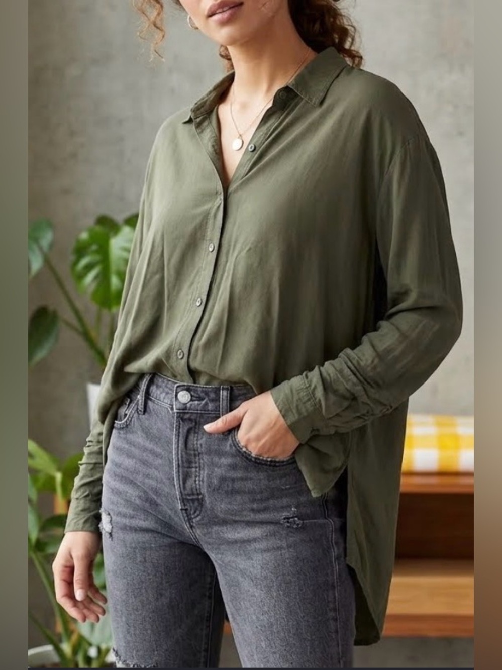 Forever 21 Olive Green Button-Down Shirt